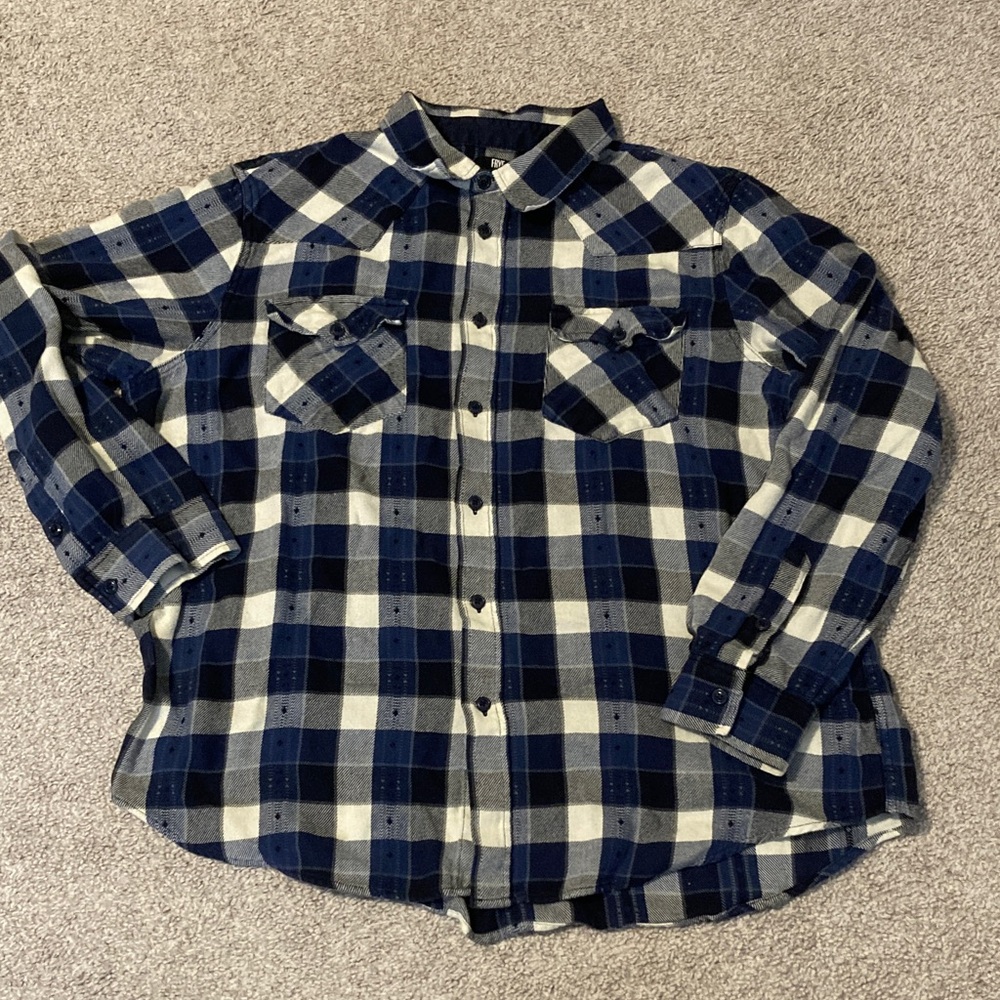 Frye Navy and White Checkered Button Down Shirt